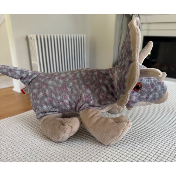 Wild Republic Triceratops Plush Dinosaur Stuffed Animal Toy Neutral‎ Colors - Picture 3 of 9